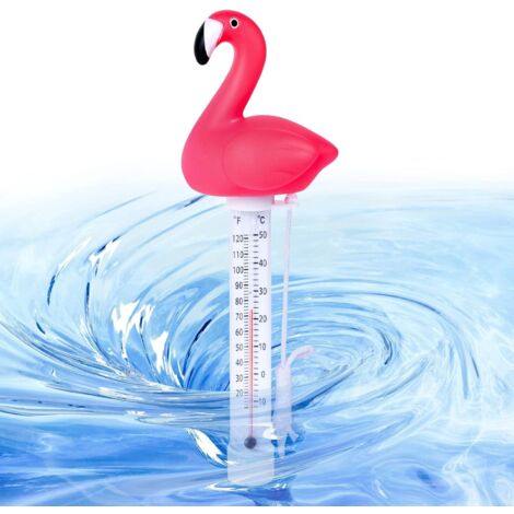 AIDUCHO Thermomètre Flottant, Thermomètres de Piscine Flottant, Forme d'animal de Dessin Animé À Eau Thermomètre avec Corde pour Piscines Intérieures Extérieures(Flamant)