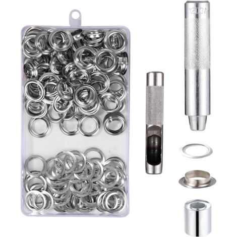 AIDUCHO Trousse à œillets Outils,Diamètre Intérieur 14mm, Buses 100set pour Bâche, Rideaux, Chaussures, Sacs