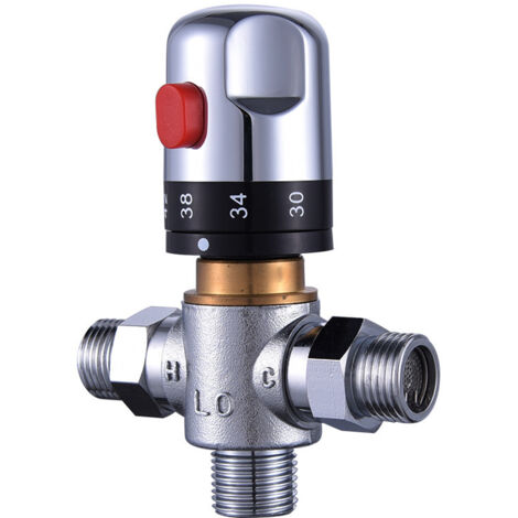 AIDUCHO Vanne Mélangeur Eau Chaude Froide Robinet Mitigeur Thermostatique En Laiton Solide Robinet Température Fixe Pour Lavabo Cuisine Salle De Bain Toilette G1/2 35-45℃