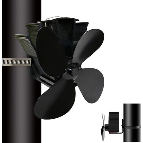 AIDUCHO Ventilateur À 4 Pales, Ventilateur De Poêle À Bois Magnétique, Ventilateur De Cheminée Silencieux,Ventilateur De Cheminée À Énergie Thermique, Pour Brûleurs À Bûches/Cheminées