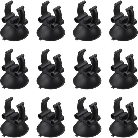AIDUCHO Ventouses pour Chauffage d'Aquarium De 3,3 Cm avec Pinces De 2,4 cm Clamps De Fixation pour Canne Chauffante Standard Noire pour Aquariums (Pas pour Les Tubes De Ligne Aérienne), 12 Pièces