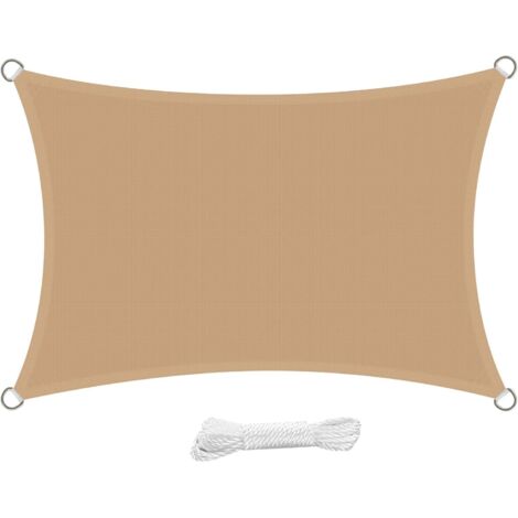 AIDUCHO Voile D'ombrage Rectangulaire 2x3 Mètre Imperméable Voile Ombrage Résistant À L'eau Anti Uv 3x2 M Pour Jardin Terrasse Patio, Sable