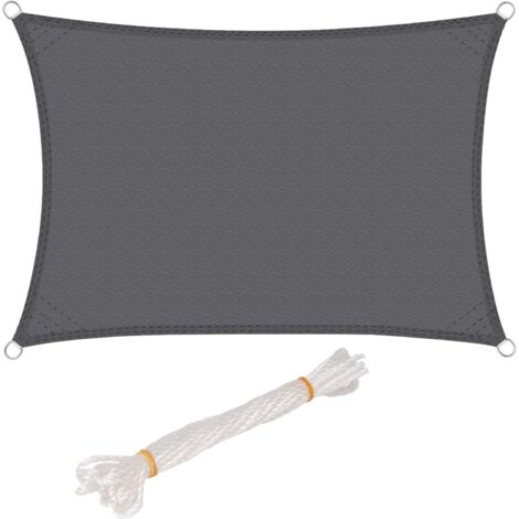 AIDUCHO Voile D'ombrage Rectangulaire 4x6 M Imperméable Anti Uv Résistant À L'eau Protection Contre Le Vent Polyester Avec Protection Uv Pour Jardin Terrasse Camping Gris