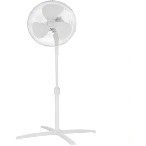 Aigostar 16 pouces 3 pales, 3 vitesses, hauteur réglable, oscillante, ventilateur à piédestal blanc pour la maison et le commerce