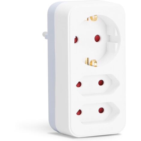 Aigostar Adattatore con 2 Eurospine e 1 Schuko, Presa Tripla, Adattatore Presa con Protezione Bambini,Bianco