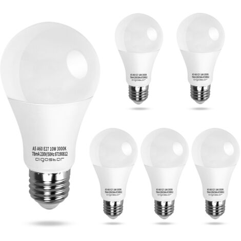 Aigostar Bombilla LED A60 Big Angle de 10W, Rosca Grande y luz cálida E27