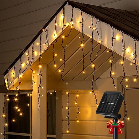 Aigostar Cortina Luces Navidad Exterio Para Exteriores, 3M+5M0.6M 100 LED 8 Modos, Luces Navidad Cortina IP65 Luces LED de Cortina de Carámbano Para Bodas, Fiestas, Navidad, Blanco cálido