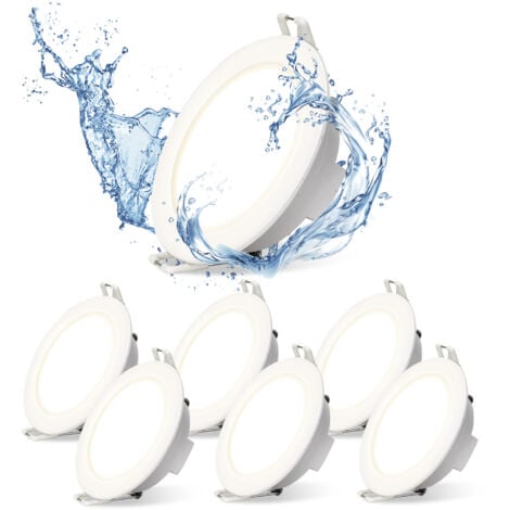 Aigostar Downlight LED Techo Empotrable 4.8W IP65 Impermeable, Ojos de Buey 4000K Luz Natural, Downlight LED Baño Extraplano Blanco, Foco Empotrable LED, ø87H35mm, 6 pack
