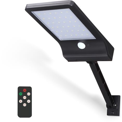 Aigostar - Farola solar LED exterior con sensor de movimiento y mando a distancia. Luz solar exterior resistente al agua IP65, regulable 180º, detección movimiento 7m. Para caminos, entradas etc.