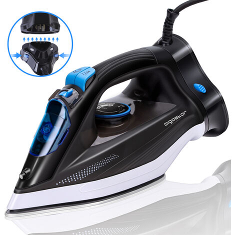 Aigostar Fer à Repasser Vapeur Semelle Céramique 2600W 320ml Base Amovible, Température et Vapeur Réglables, Système Anti-goutte et Anti-calcaire - Sean