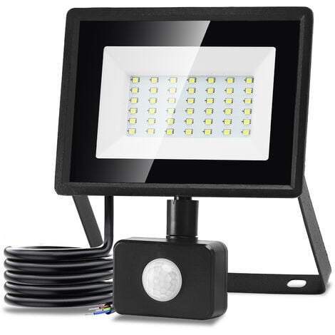 Aigostar Foco LED con Sensor Movimiento 30W,2510LM Super Brillo Focos LED Exterior IP65 Impermeable,Blanco Frío 6500K Proyector Led Exterior,Perfectas para Jardín, Garaje, Patio, etc.
