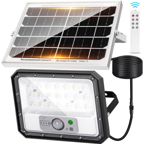 Aigostar - Foco solar exterior con sensor de movimiento,80W,800lm,6500K.Batería gran capacidad 4000mAH.Foco LED solar mando a distancia Uso interior/exterior IP65: jardín,patio,camino o garaje