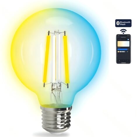 Aigostar G80 E27 6W CCT Ampoule intelligente Bluetooth en maillage ajustable, ampoule à filament vintage avec verre dégradé