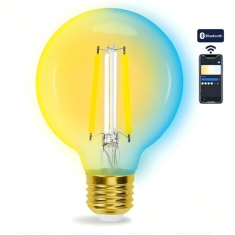 Aigostar G80 E27 6W CCT Ampoule intelligente Bluetooth en maillage ajustable, ampoule à filament vintage avec verre dégradé