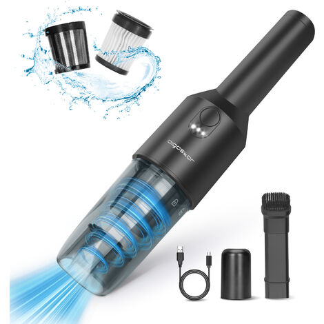 Aigostar Keith - Aspirateur à main sans fil, 50W. Buse + brosse 2 en 1, chargement USB-C, très léger. Filtre Hepa lavable, réservoir 100ml. Idéal voiture et maison. Design exclusif.