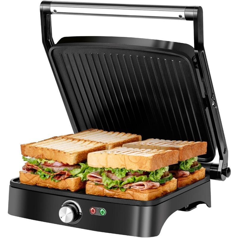 Aigostar - Kontaktgrill / Sandwichmaker / Panini Grill 3 in 1, Antihaftbeschichtete Platten, 1800 w, Elektrogrill mit Temperaturregelung, 180° Flach