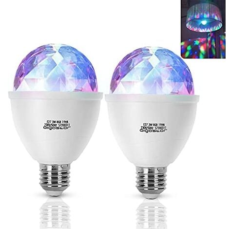 BR-Vie Ampoule LED 220 V en forme de boule disco rotative USB multicolore  RGB pour discothèque, karaoké, fête, scène, 8 x 8 cm (Blanc)