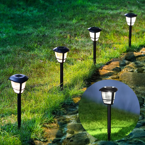 Pack 4 focos solares exterior luz LED blanca c/baliza para jardín
