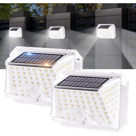 Aigostar Luz Solar Exterior,Luces LED Solares Exteriores【2 Pack / 3 Modos】con Sensor de Movimiento,270º Impermeable IP65 para Jardín Camino Entrada Garaje Patio