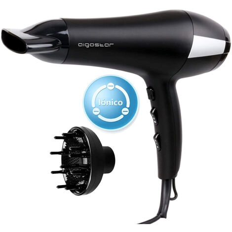 Aigostar Monique - Sèche-cheveux professionnel ionique de 2400W, 2 vitesses et 3 niveaux de température. Option air froid, inclus diffuseur et embout concentreur d'air. Design exclusif.