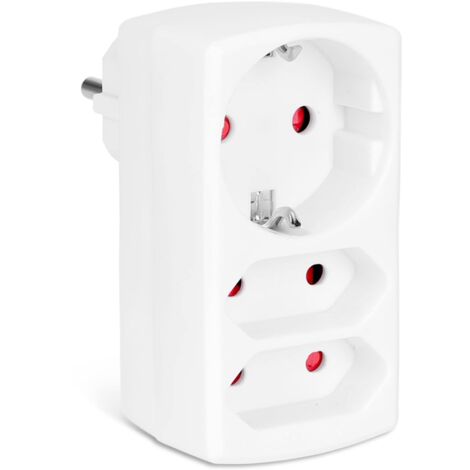 Aigostar Presa Tripla,Adattatore con 2 Eurospine e 1 Schuko,Adattatore Presa con Protezione Bambini,Bianco