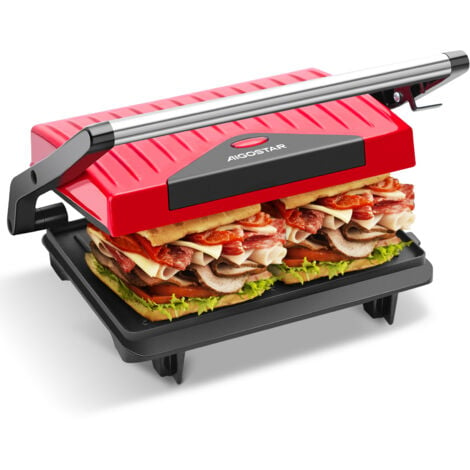 Aigostar Sandwich Toaster, Deep Fill Toastie Maker, 2 Slice Panini Press, Electric Health Grill, Non-Stick Plates, Easy to Clean, 750W - Warme