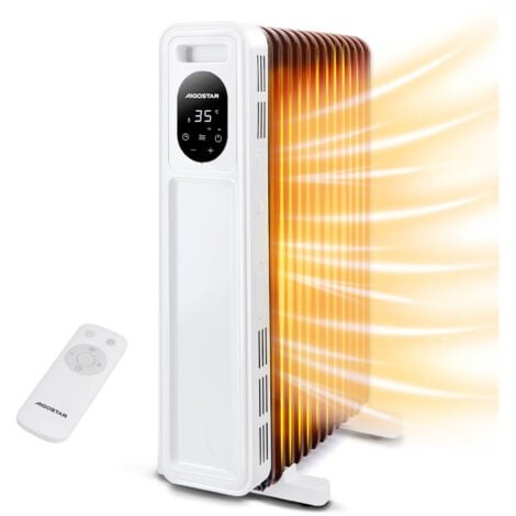 Aigostar Snug - Energiesparend Ölradiator mit Fernbedienung, Smart Thermostat Heizung, 3 Heizstufen, 24h Timer, LED-Anzeige, Kipp & Überhitzungsschutz, Mobiler Electric Heater, 2500W, 13Rippen