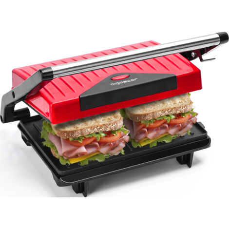 Aigostar Tostapane Piastra/Griglia Elettrica e Sandwich Maker 3 in 1, Con Piastra Antiaderente, 23 x 14,5 cm, Apertura a 180º, Temperatura Automatica, Piastra Elettrica per Cucinare 1000W, Warme