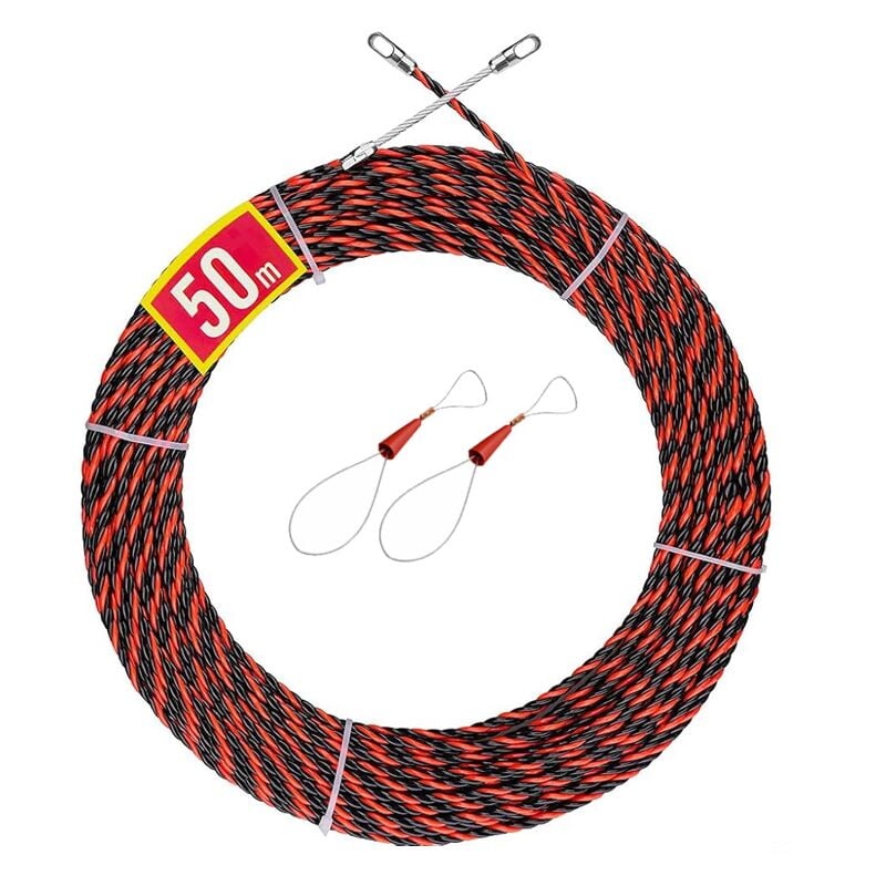 Lauwexe - Aiguille Electricien,50m Tire Fil Electrique 5mm DiamèTre Tire Fils Electrique,Tire Fils Electricien Aiguille,Tire Fils Electricien
