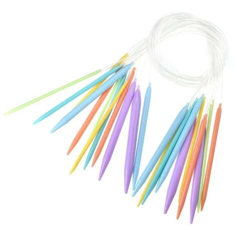Aiguilles à Tricoter Circulaires 80 cm Multicolores, Lot de 12 Outils pour Tricot et Couture