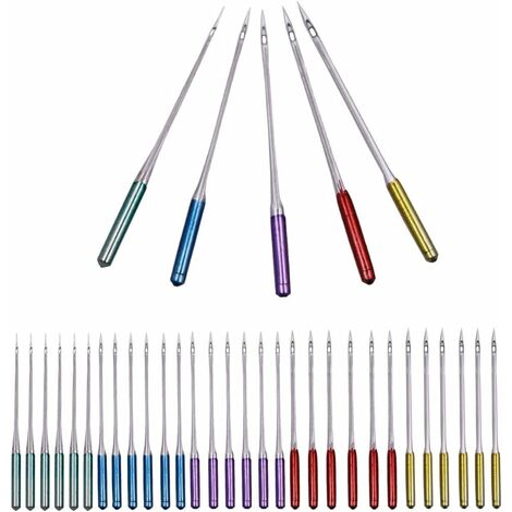 Aiguilles Pour Machine à Coudre, 30 Pcs Aiguilles De Machine à Coudre Domestique Avec Boîte en Plastique, 5 Couleurs Tailles Assorties 65/9, 75/11, 90/14, 100/16, 110/18