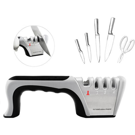 Aiguiseur Couteaux, 4 en 1 Affuteur Couteau Professionnel, eguiseur de couteau pour Ciseaux et Couteaux de Cuisine de Différentes Tailles