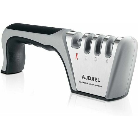 Aiguiseur Couteaux Professionnel, 4-en-1 Aiguiseur de Cuisine Affuteur Couteau et Ciseaux, Knife Sharpener avec Gomme antidérapante pour Couteaux en INOX et Céramique