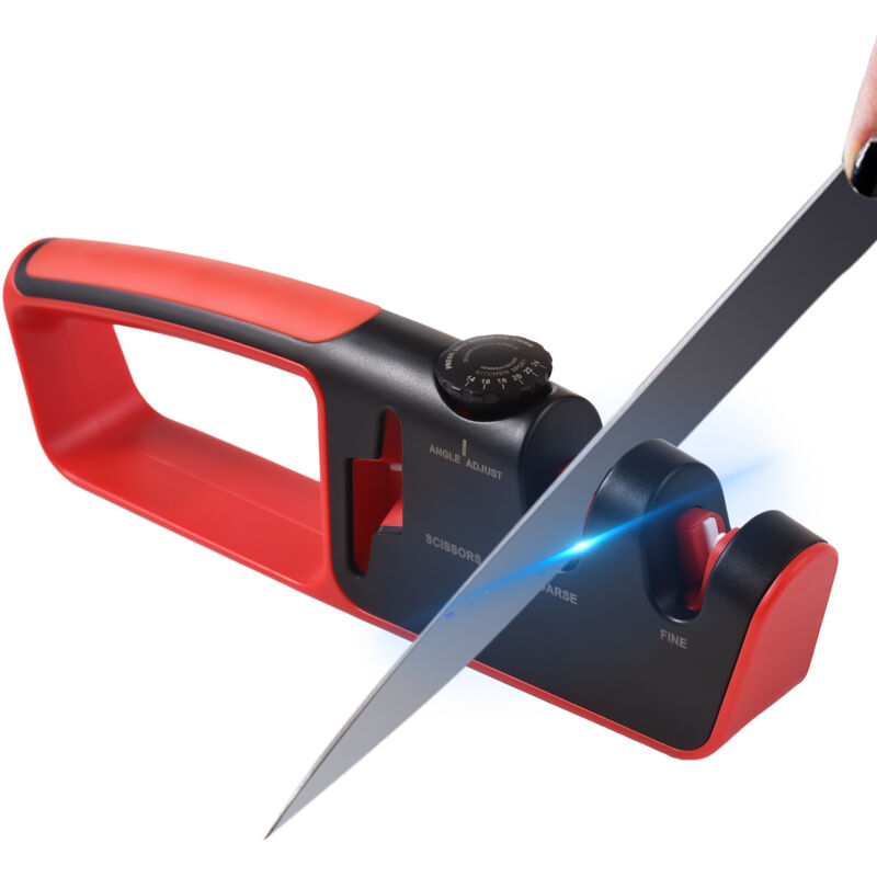 Lifcausal - Aiguiseur de couteaux avec 6 angles réglables, affûtage grossier et fin en 3 étapes, aiguiseur manuel antidérapant pour couteaux et