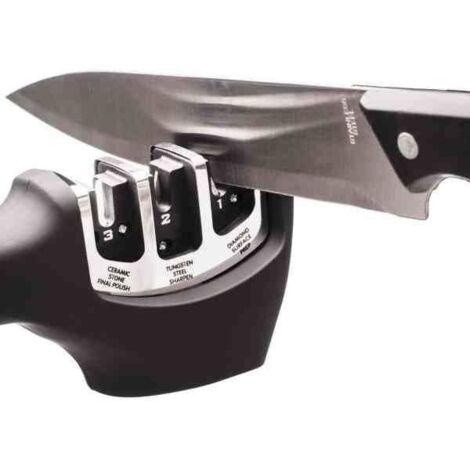 Aiguiseur de Couteaux Knife Sharpener en 3 étapes: Encoche de Sable d\'émeri, acier Tungstène, Céramique noir