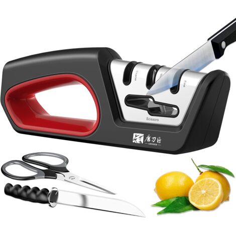 Aiguiseur de Couteaux Professionnel 4 en 1 - Pour Couteaux et Ciseaux de Cuisine Affûtage Précis Lames Lisses