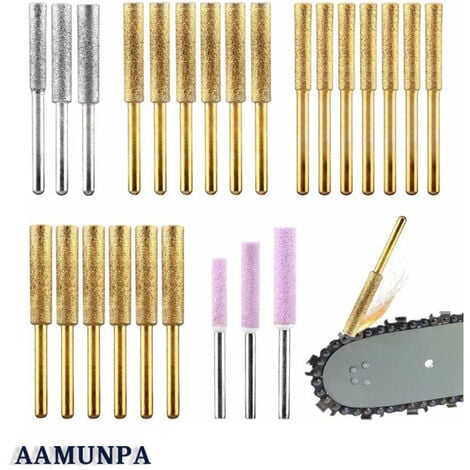 NAXUNNN Aiguiseur de trononneuse diamant 24 pices/ensemble, meules d'afftage de trononneuse plaques titane de 3 tailles, meule d'afftage de duret leve pour pierre bijoux de scie chane lectrique en or (taill