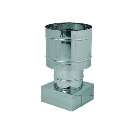 Aile de chemine'e avec capuchon coupe-vent avec base carre'e en acier inoxydable Acciaio Inox 42x42 cm