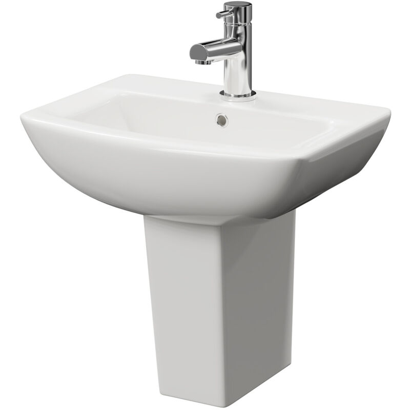 Wholesale Domestic Ailsa 500mm Basin with 1 Tap Hole and Semi Pedestal - White