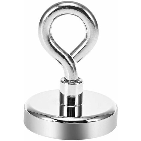 Aimant à œillet en néodyme super puissant 80KG - Parfait pour la pêche à l'aimant - Ø 48mm avec aimant en néodyme à œillet