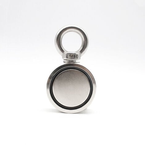 Aimant de pêche en néodyme double face,Diamètre 60mm,Combiné 300Kg Extrêmement Traction Puissant pour pêche à l'aimant et récupération dans la rivière THISNDE