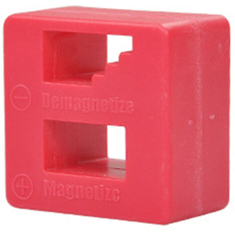 Aimant Démagnétiseur Bloc 2 en 1 Outil Magnétique pour Tournevis Accessoires Pièces Métalliques Rouge