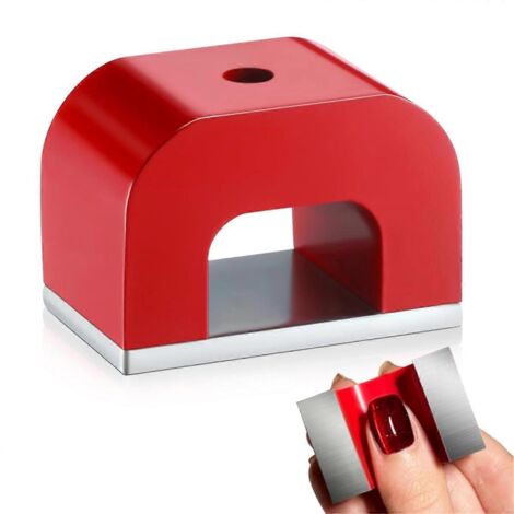 Aimant en forme de U, force d'attraction de 10 kg, rouge, pour la maison, le bureau et le bricolage.