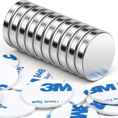 Aimant en néodyme super puissants avec support autocollant, paquet de 10 Silver 15 x 3mm