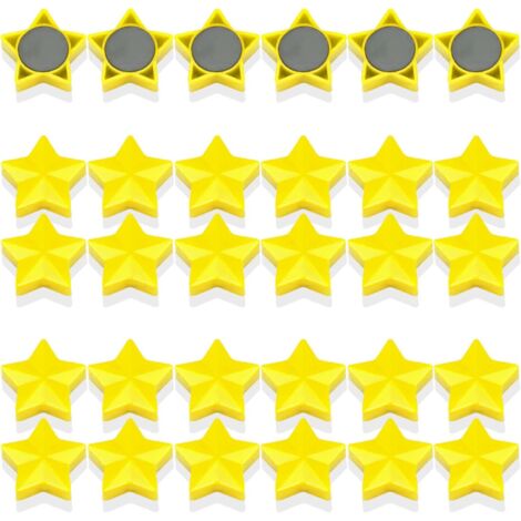 Aimant Frigo, 30PCS Aimant Puissant Aimants Tableau Magnétique Magnet Frigo Magnet Petit Aimant Tableau Blanc Mini Aimant Magnets Decoratif, pour Tableau Magnetique, Calendrier (Étoile, Jaune)