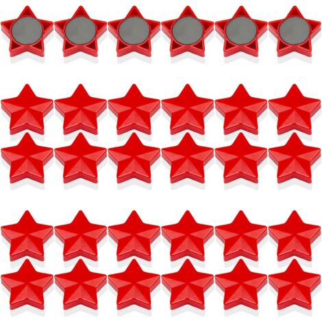 Aimant Frigo, 30PCS Aimant Puissant Aimants Tableau Magnétique Magnet Frigo Magnet Petit Aimant Tableau Blanc Mini Aimant Magnets Decoratif, pour Tableau Magnetique, Calendrier (Étoile, Rouge)