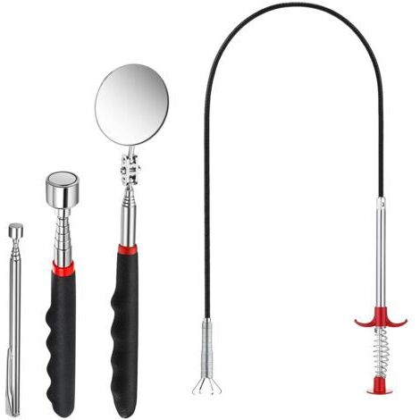 Aimant Mecanique Auto, Pince Magnétiseur Outils, Aimant Télescopique, Miroir Télescopique, Télescopique et Flexible, Utilisé pour Ramasser de Petites Pièces, des Pièces Automobiles