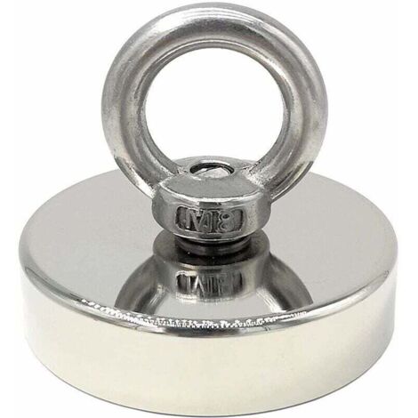 aimant néodyme 140 kg force diamètre 60 mm, aimants avec anneaux de levage puissant pour l'industrie et la science, pêche magnétique