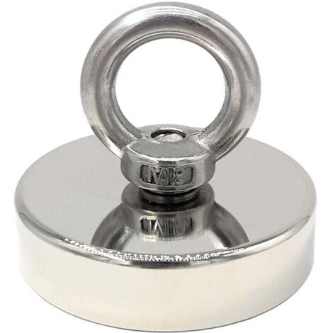 aimant néodyme 140 kg force diamètre 60 mm, aimants avec anneaux de levage puissant pour l'industrie et la science, pêche magnétique-