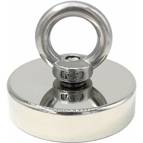 aimant néodyme 140 kg force diamètre 60 mm, aimants avec anneaux de levage puissant pour l'industrie et la science, pêche magnétique,de